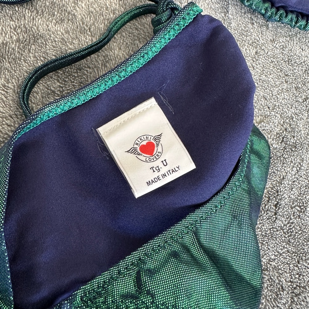 Bikini Lovers Bikini Metallic Green Made In Italy Medium - Picture 9 of 11